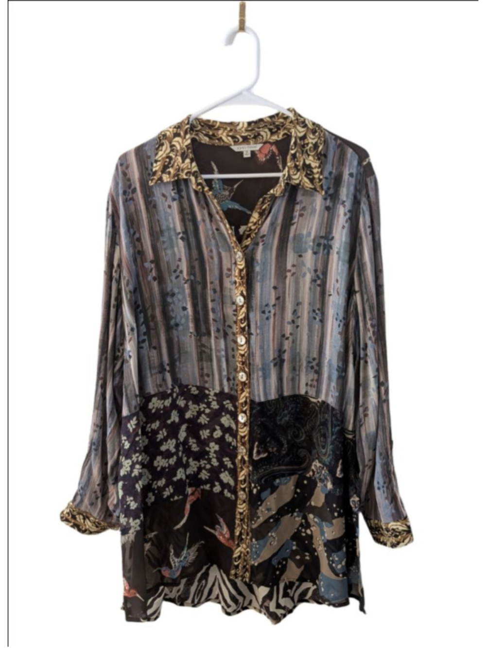 John Mark Boho Patchwork Tunic Blouse 1X Artsy Oversized Top EUC - Picture 3 of 7